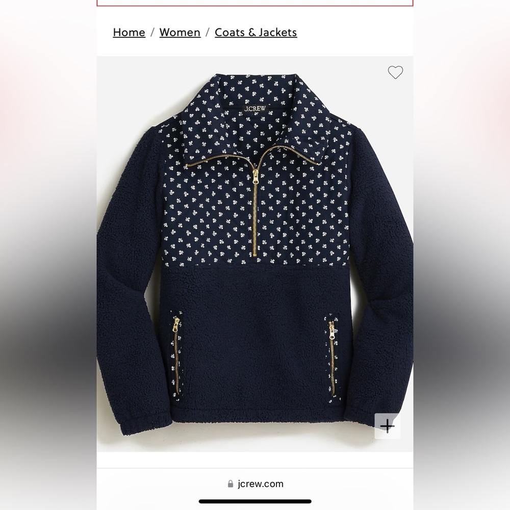 J. CREW QUILTED SHERPA FLEECE HALF-ZIP PULLOVER